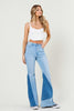 COLOR BLOCK SIDE SLIT FLARE JEANS