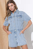 WASHED DENIM OVERALL ROMPER