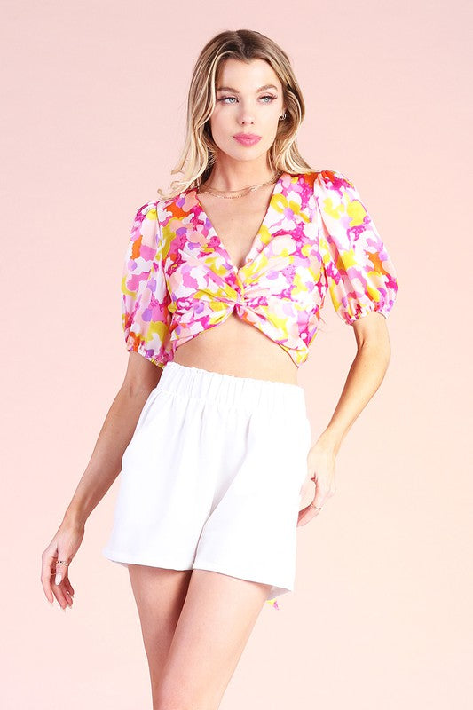 FLORENCE SATIN OPEN BACK CROP TOP