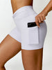 TWISTED HIGH WAIST ACTIVE SHORTS WITH POCKETS