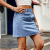 ASYMMETRICAL DENIM MINI SKIRT