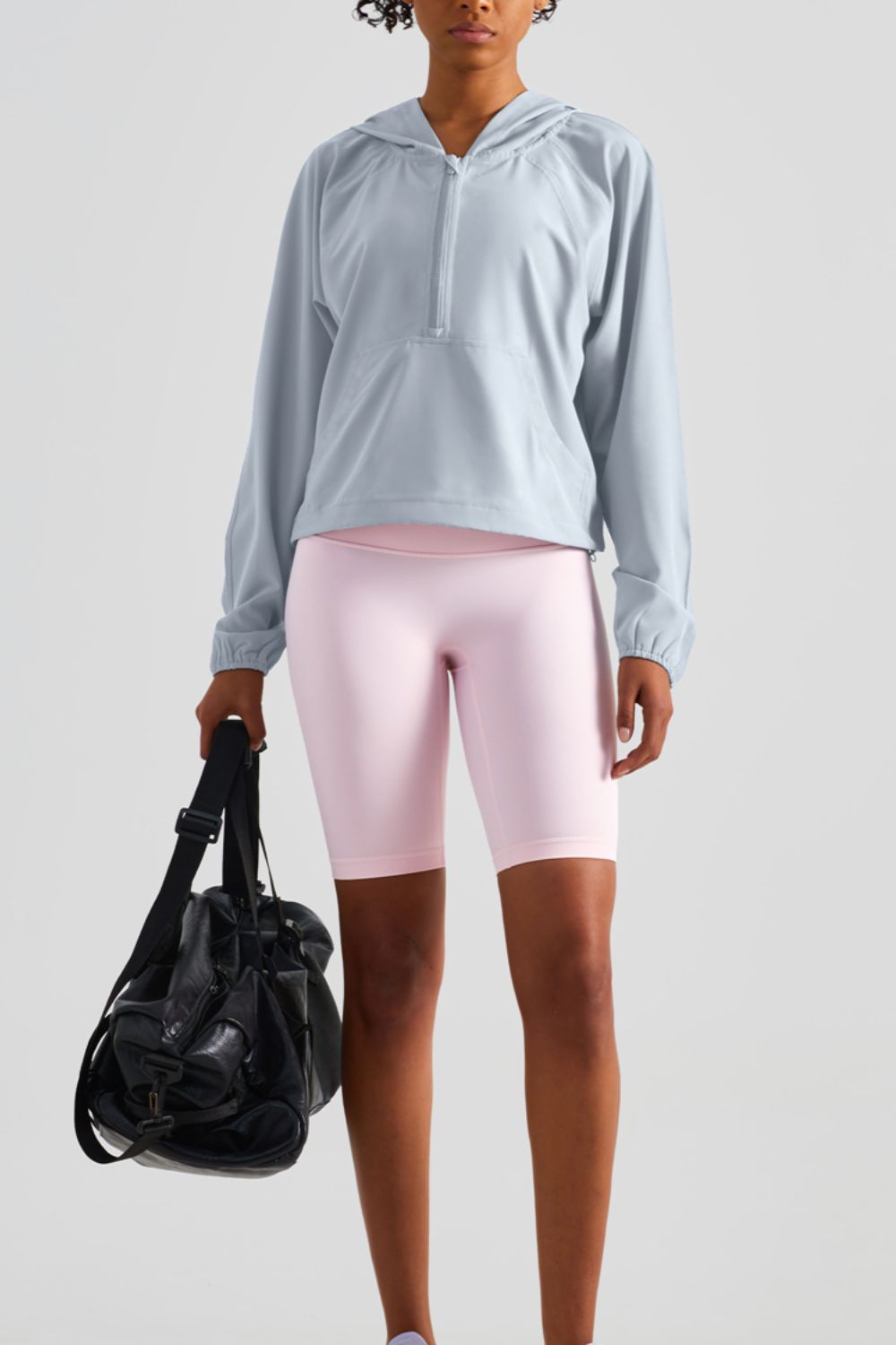 HALF-ZIP HOODED SPORTS TOP