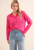 SATIN SHIRT BLOUSE WITH CHEVRON FRINGE - Style Boutiqe