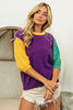 BIBI COLOR BLOCK PEARL DETAIL ROUND NECK SWEATER