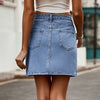 ASYMMETRICAL DENIM MINI SKIRT