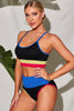 COLOR BLOCK SPAGHETTI STRAP TWO-PIECE SWIM SET