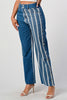 BUTTON SLIT STRIPED DENIM PATCH BAGGY MOM JEAN - Style Boutiqe