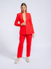 RED BLAZER WITH INVERTED LAPEL COLLAR