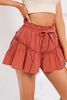 FRILL TRIM TIE WAIST SHORTS