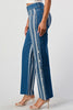 BUTTON SLIT STRIPED DENIM PATCH BAGGY MOM JEAN - Style Boutiqe