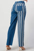 BUTTON SLIT STRIPED DENIM PATCH BAGGY MOM JEAN - Style Boutiqe