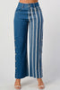 BUTTON SLIT STRIPED DENIM PATCH BAGGY MOM JEAN - Style Boutiqe