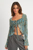 SHIRRRING TIE TOP WITH LONG SLEEVE - Style Boutiqe