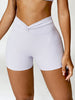 TWISTED HIGH WAIST ACTIVE SHORTS WITH POCKETS