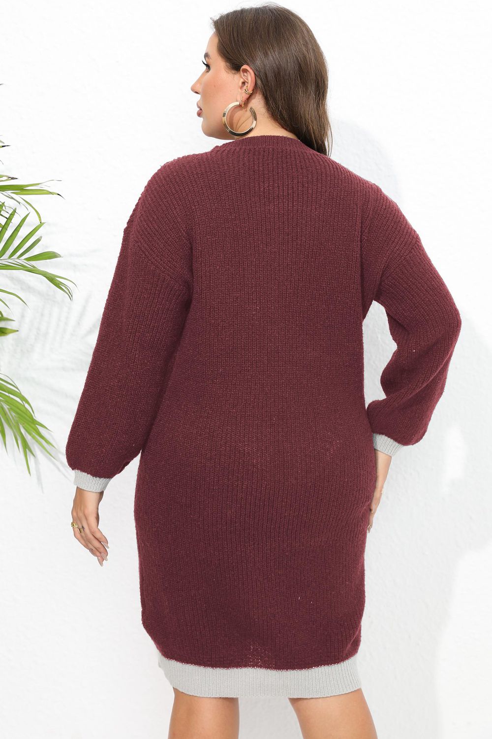 PLUS SIZE LONG SLEEVE SWEATER DRESS