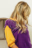 BIBI COLOR BLOCK PEARL DETAIL ROUND NECK SWEATER