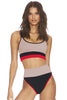 COLOR BLOCK SPAGHETTI STRAP TWO-PIECE SWIM SET