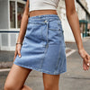 ASYMMETRICAL DENIM MINI SKIRT