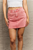 ZENANA 90'S VIBE ACID WASH FRAYED HEM SKIRT