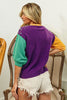 BIBI COLOR BLOCK PEARL DETAIL ROUND NECK SWEATER