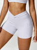 TWISTED HIGH WAIST ACTIVE SHORTS WITH POCKETS