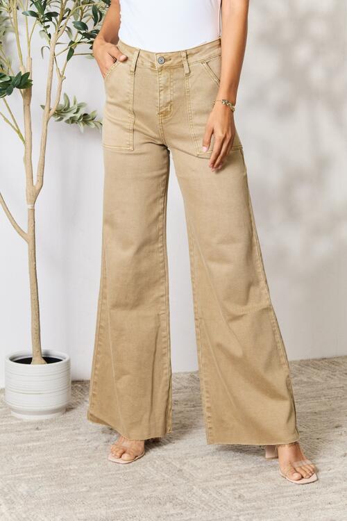 BAYEAS RAW HEM WIDE LEG JEANS - Style Boutiqe